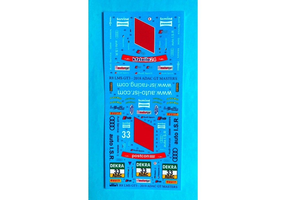 DECALS AUDI R8 LMS GT3 ISR RACING TEAM - ADAC GT MASTERS 2019