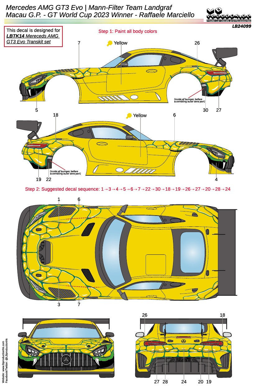 DECALS MERCEDES BENZ AMG EVO GT3 MANN-FILTER TEAM - MACAU 2023