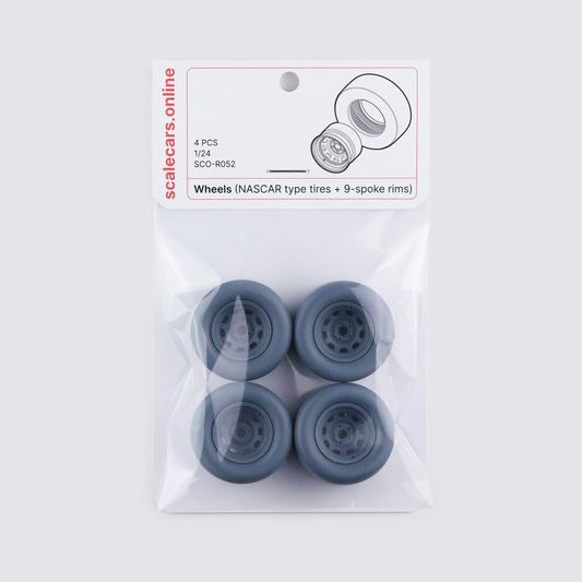 WHEELS - NASCAR TYPE - TIRES + 9-SPOKE RIMS