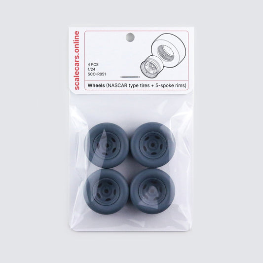 WHEELS - NASCAR TYPE - TIRES + 5-SPOKE RIMS