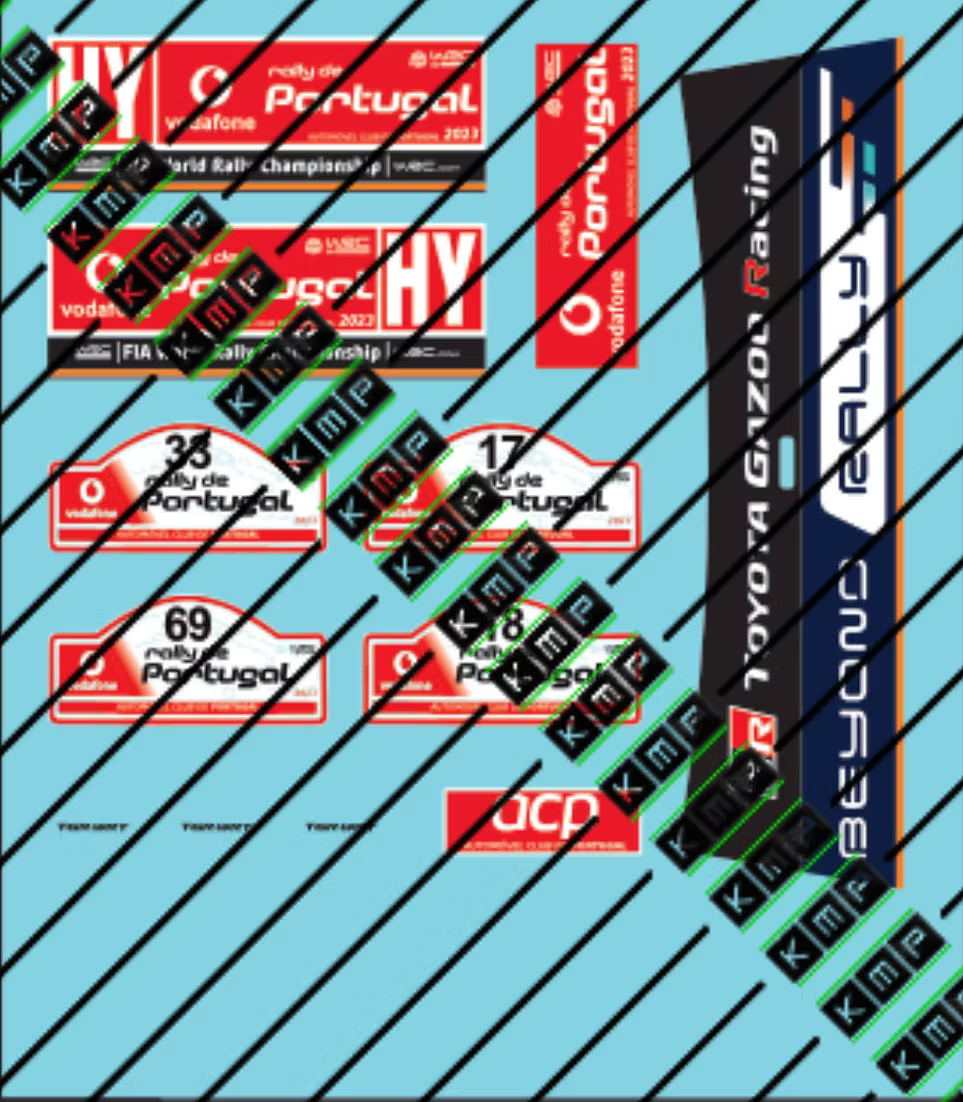 Decals Set Toyota Yaris Rally1 Hybrid 2023 Portugal rally 1/24 - for BELKIT