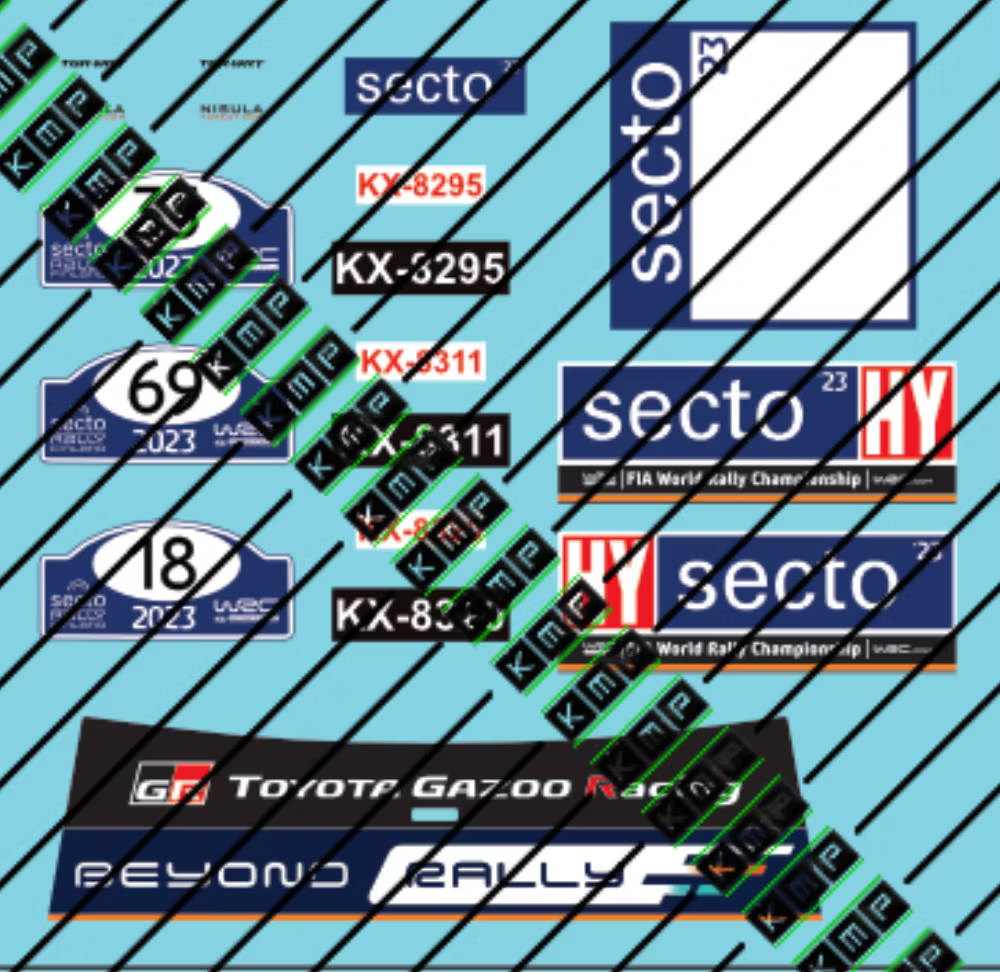 Decal Set Toyota Yaris Rally1 Hybrid 2023 Finland rally 1/24 - for BELKIT