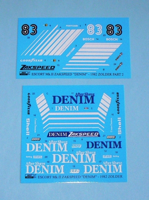 DECAL FORD ESCORT MKII ZAKSPEED DENIM - RENNSPORT TROPHAE ZOLDER 1982