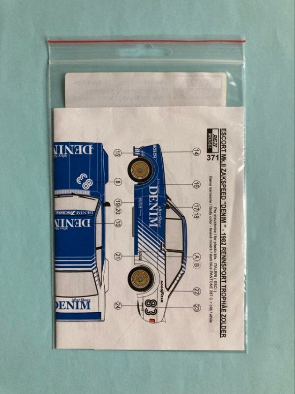 DECAL FORD ESCORT MKII ZAKSPEED DENIM - RENNSPORT TROPHAE ZOLDER 1982