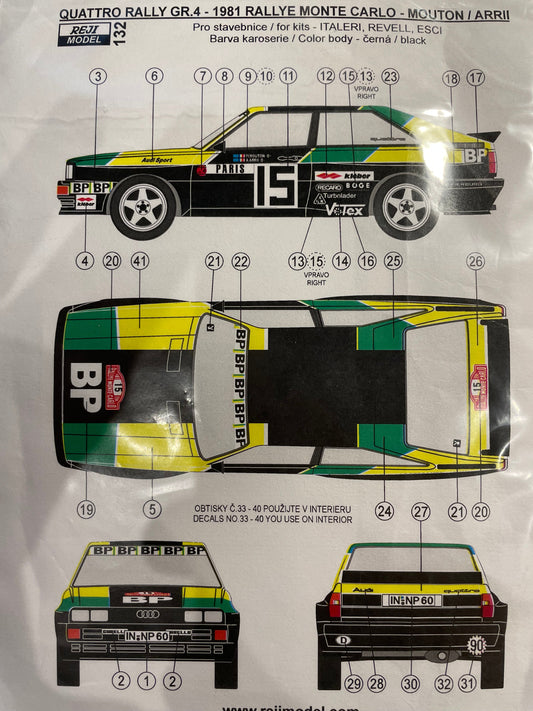 DECALS AUDI QUATTRO - RALLY MONTE CARLO 1981