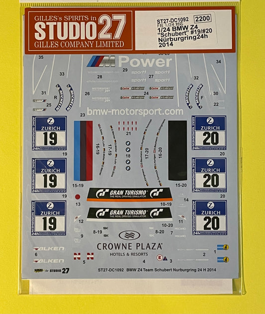 DECALS BMW Z4 - 24 HOURS NURBURGRING 2014