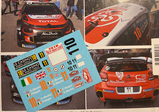 DECALS CITROEN C3 WRC - RALLY MONTE CARLO 2018