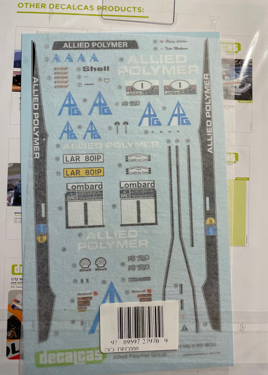DECALS FORD ESCORT MK.II - ALLIED POLYMER - RALLY RAC 1975