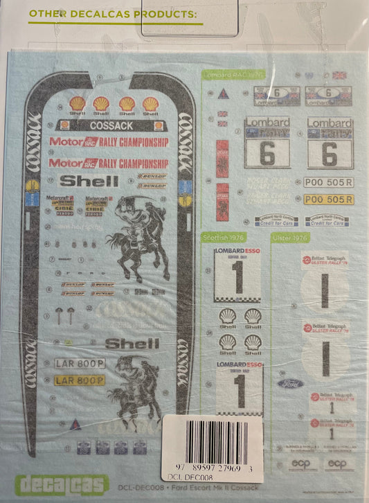 DECALS FORD ESCORT MK.II COSSACK FORD MOTOR CO LTD - RALLY RAC 1976