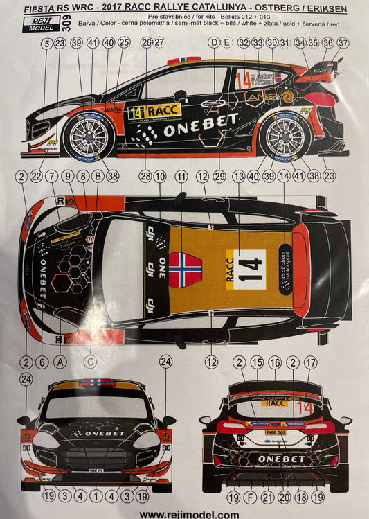 DECALS FORD FIESTA WRC 2017 - RALLY CATALUNYA 2017 - OSTBERG - ERIKSEN