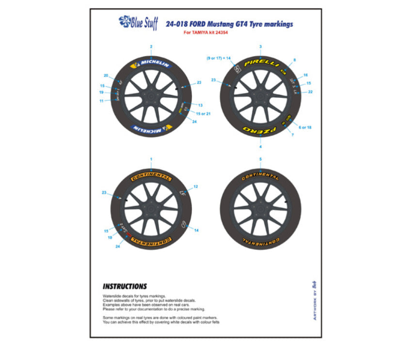 DECALS FORD GT TYRE MARKINGS