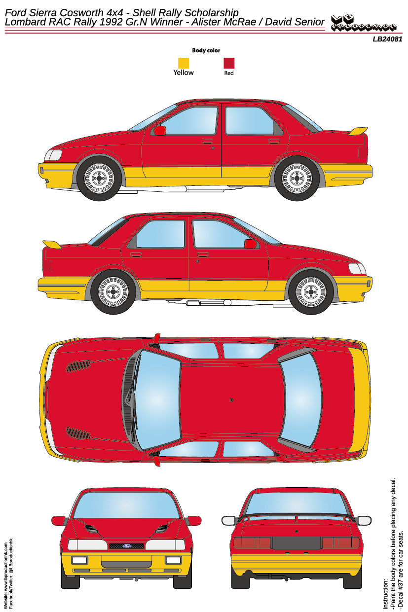 DECALS FORD SIERRA COSWORTH 4X4 GR.N - SHELL HELIX - RAC RALLY 1992