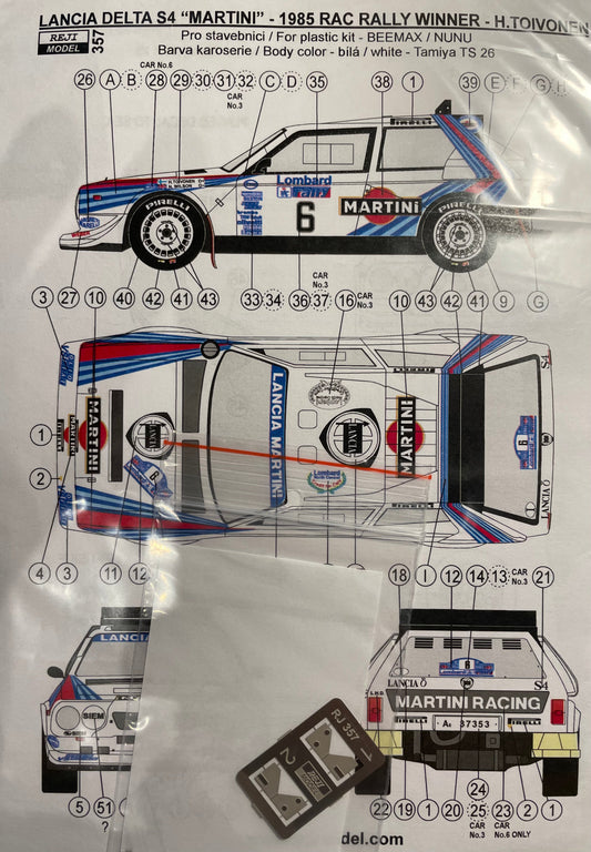 DECALS LANCIA DELTA S4 - RALLY RAC 1985 WINNER - TOIVONEN/ALEN