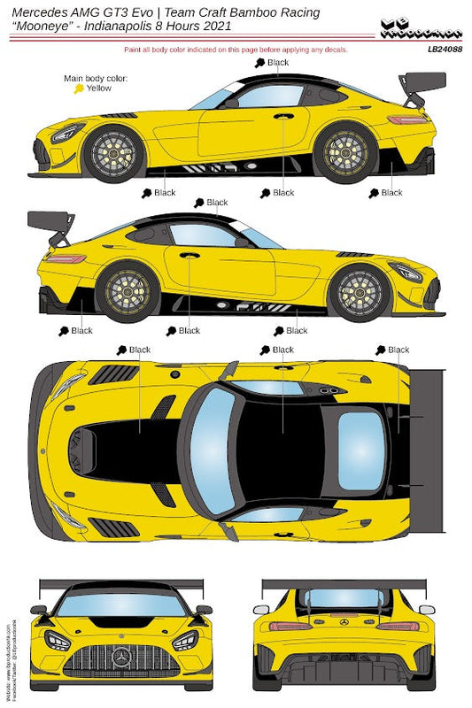 DECALS MERCEDES BENZ AMG GT3 - MOONEYE - 8 HOURS INDIANAPOLIS 2021