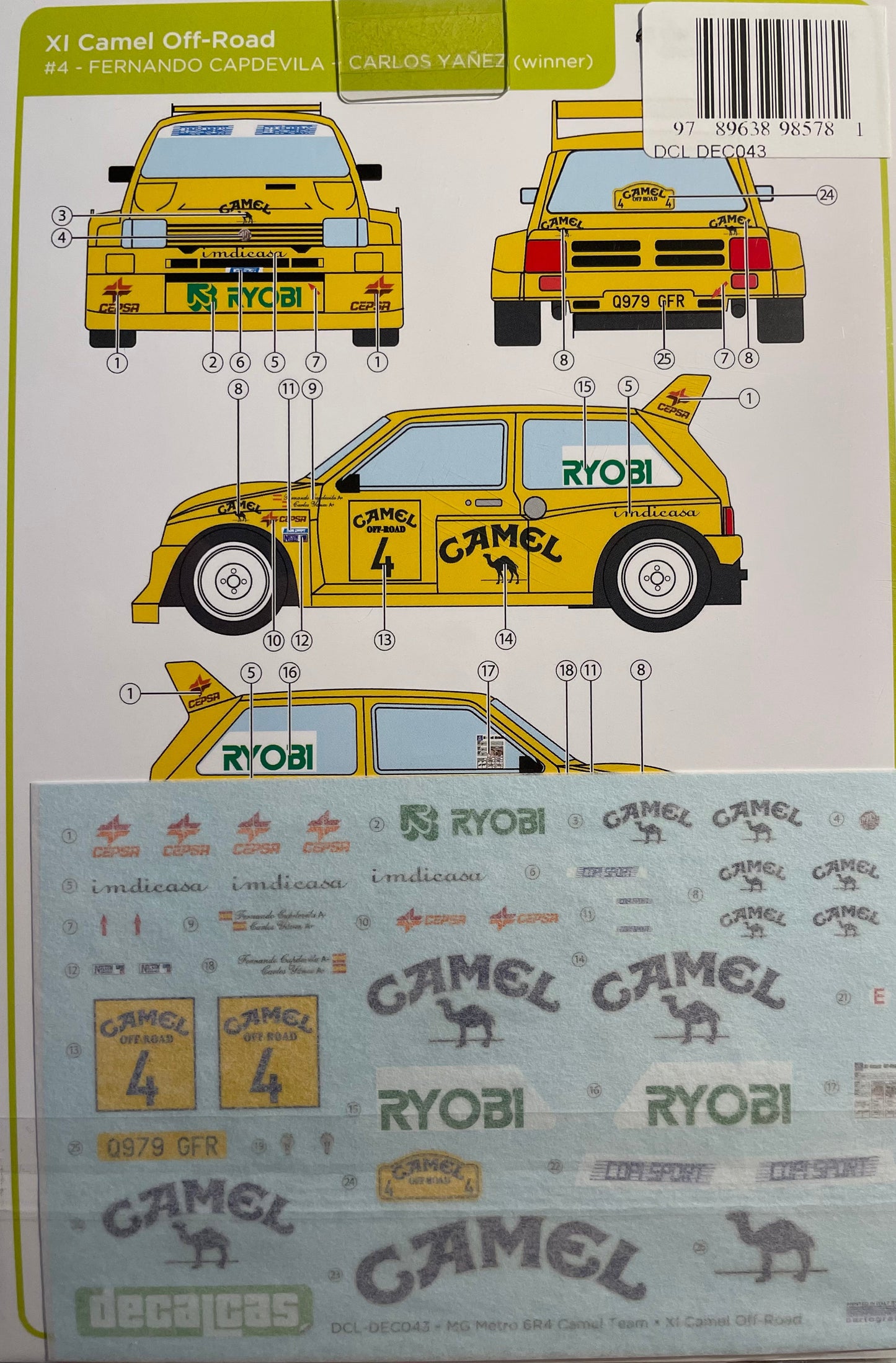DECALS MG METRO 6R4 CAMEL TEAM - CAMEL OFF ROAD
