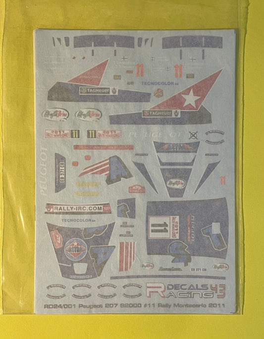 DECALS PEUGEOT 207 S2000 - ASTRA - RALLY MONTE CARLO 2011