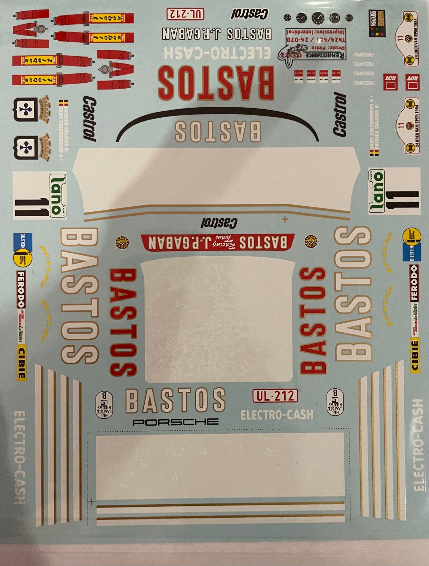 DECALS PORSCHE 911 SCRS - BASTOS - YPRES RALLY 1984