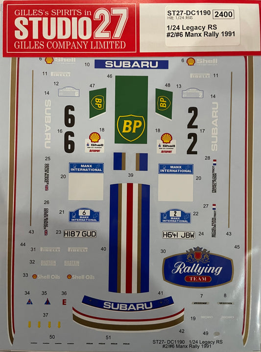 DECALS SUBARU LEGACY RS - MANX RALLY 1991