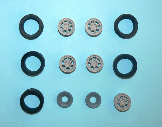 ENKEI SET OF WHEELS, VENTS AND RUBBER TIRES -NISSAN PULSAR GTI-R