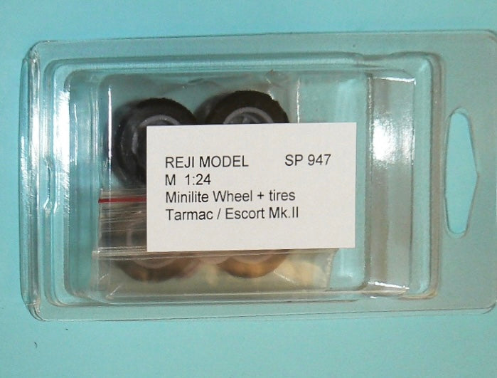 TARMAC MINILITE 13 SET OF WHEELS, BRAKE DISCS AND RUBBER TIRES - FORD ESCORT MK.I