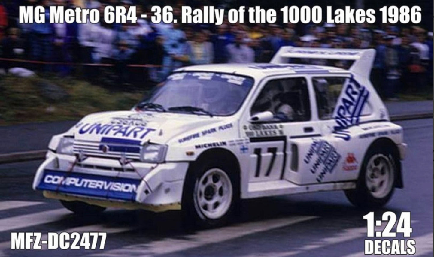 DECALS MG METRO 6R4 HENRI TOIVONEN - RALLY 1000 LAKES FINLAND 1986