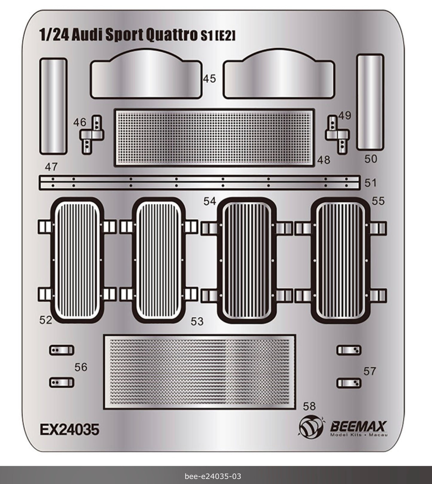 Detail Set Up Audi Sport Quattro E2 GR. B - Rally Monte Carlo 1986