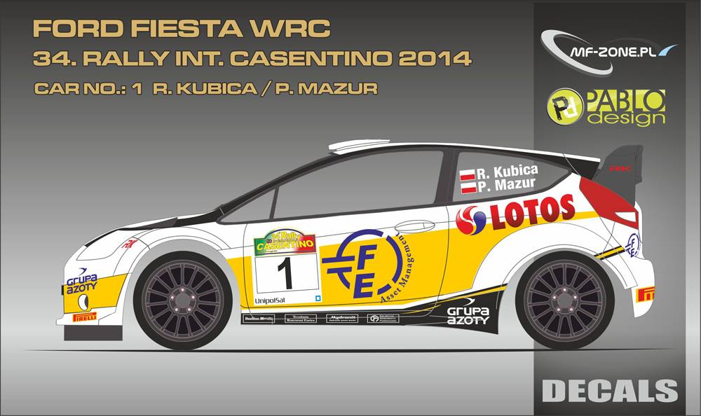 Decal Set Ford Fiesta WRC Kubica – 34th Rally International Casentino 2014
