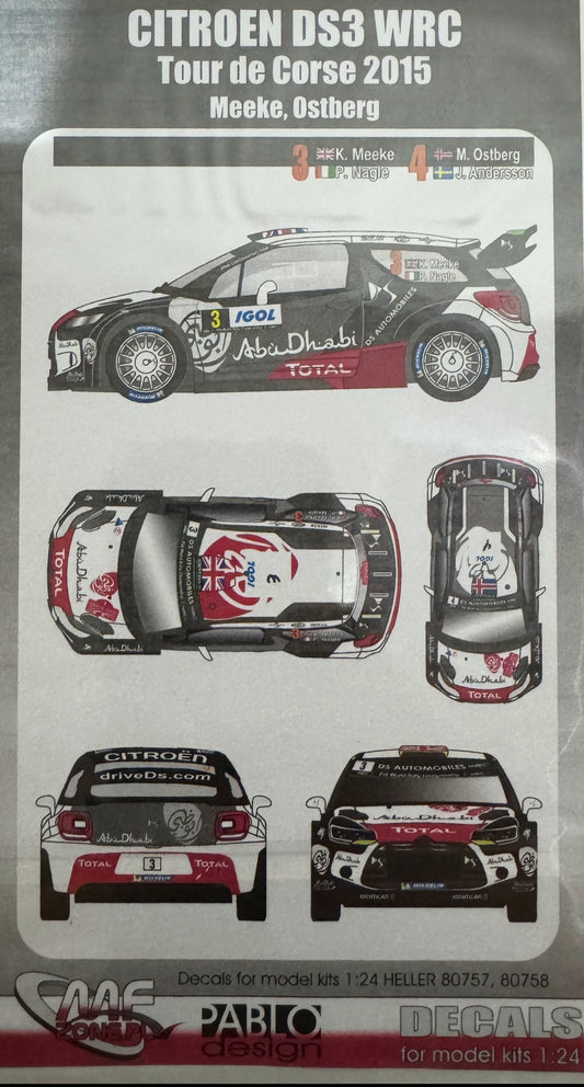 Decals Citroen DS3 WRC – Tour Corse 2015