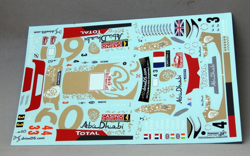 DECALS CITROEN DS3 WRC - RALLY MONTE CARLO 2015 LOEB & MEEKE
