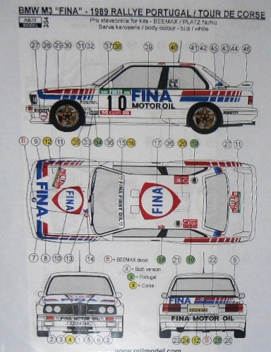 DECALQUES BMW M3 E30 GR.A FINA - RALLY PORTUGAL 1989