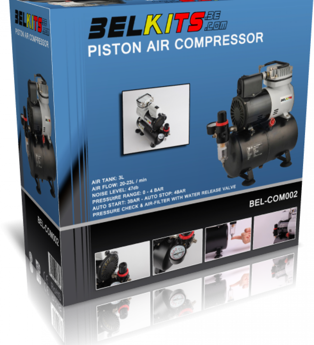 COMPRESSEUR D'AIR À PISTON AVEC RÉSERVOIR D'AIR 3L