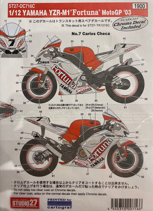 DECALS FORTUNA YAMAHA YZR-M1 - MOTO GP 03