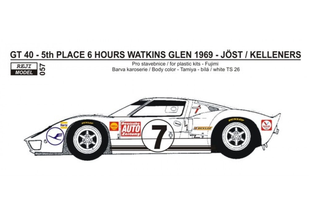 DECALS FORD GT 40 - 6 HOURS WATKINS GLEN 1969