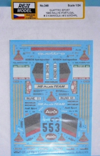 DECALQUES AUDI QUATTRO SPORT - HB - RALLY PORTUGAL VINHO DO PORTO 1985