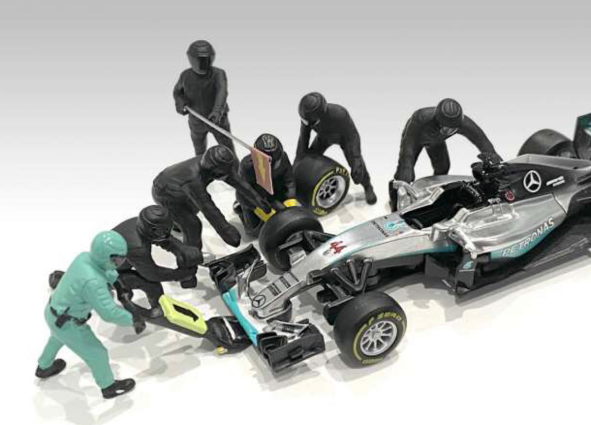 FIGURINES F1 PIT CREW ÉQUIPE NOIRE