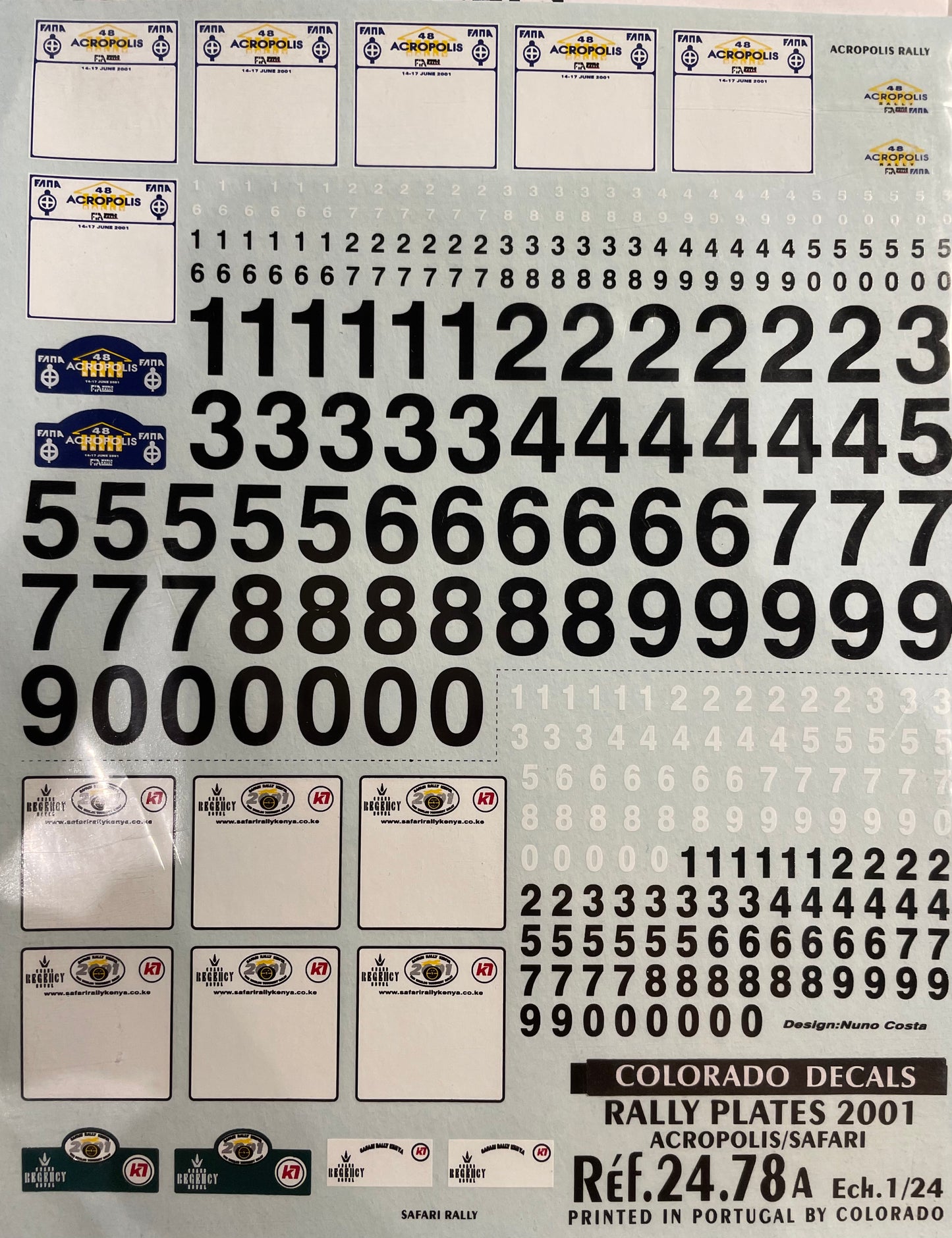DECALQUES PLAQUES RALLYE ACROPOLIS - SAFARI 2001