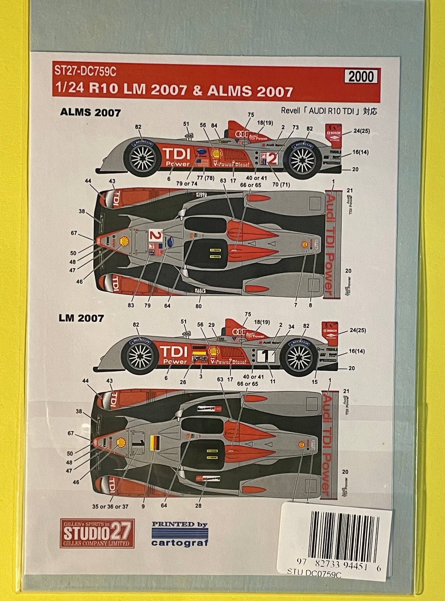DECALS AUDI R10 - 24 HOURS LE MANS & ALMS 2007