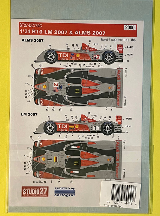DECALS AUDI R10 - 24 HOURS LE MANS & ALMS 2007