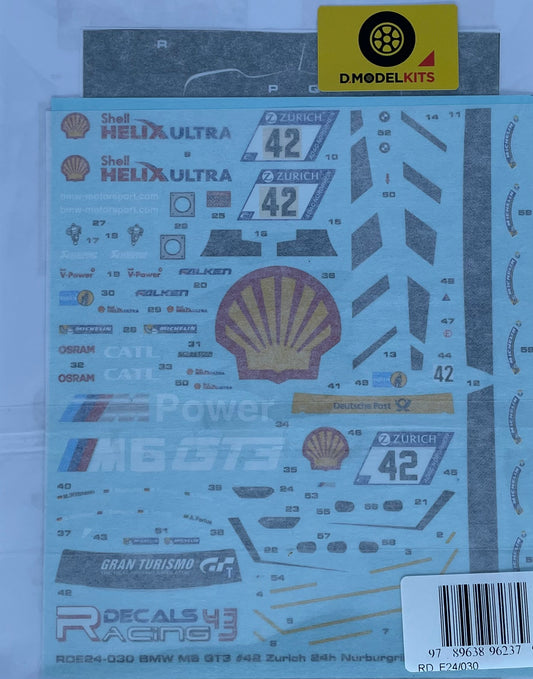 DECALS BMW M6 GT3 - SHELL 24 HOURS OF NURBURGRING 2017