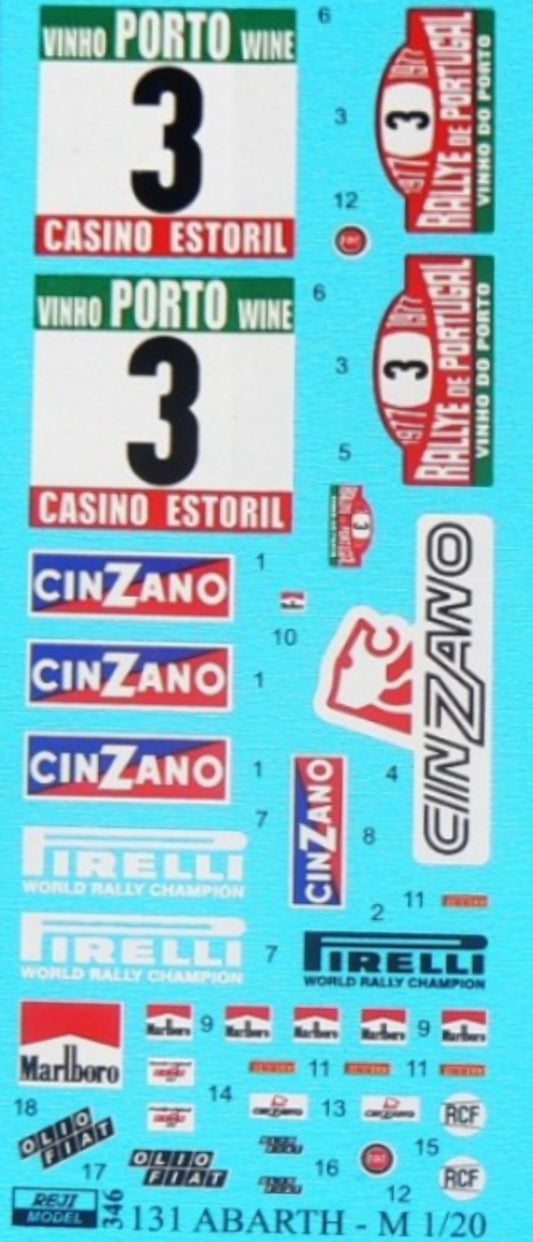 AUTOCOLLANTS FIAT 131 ABARTH - RALLYE DU PORTUGAL 1977 LOGOS MANQUANTS