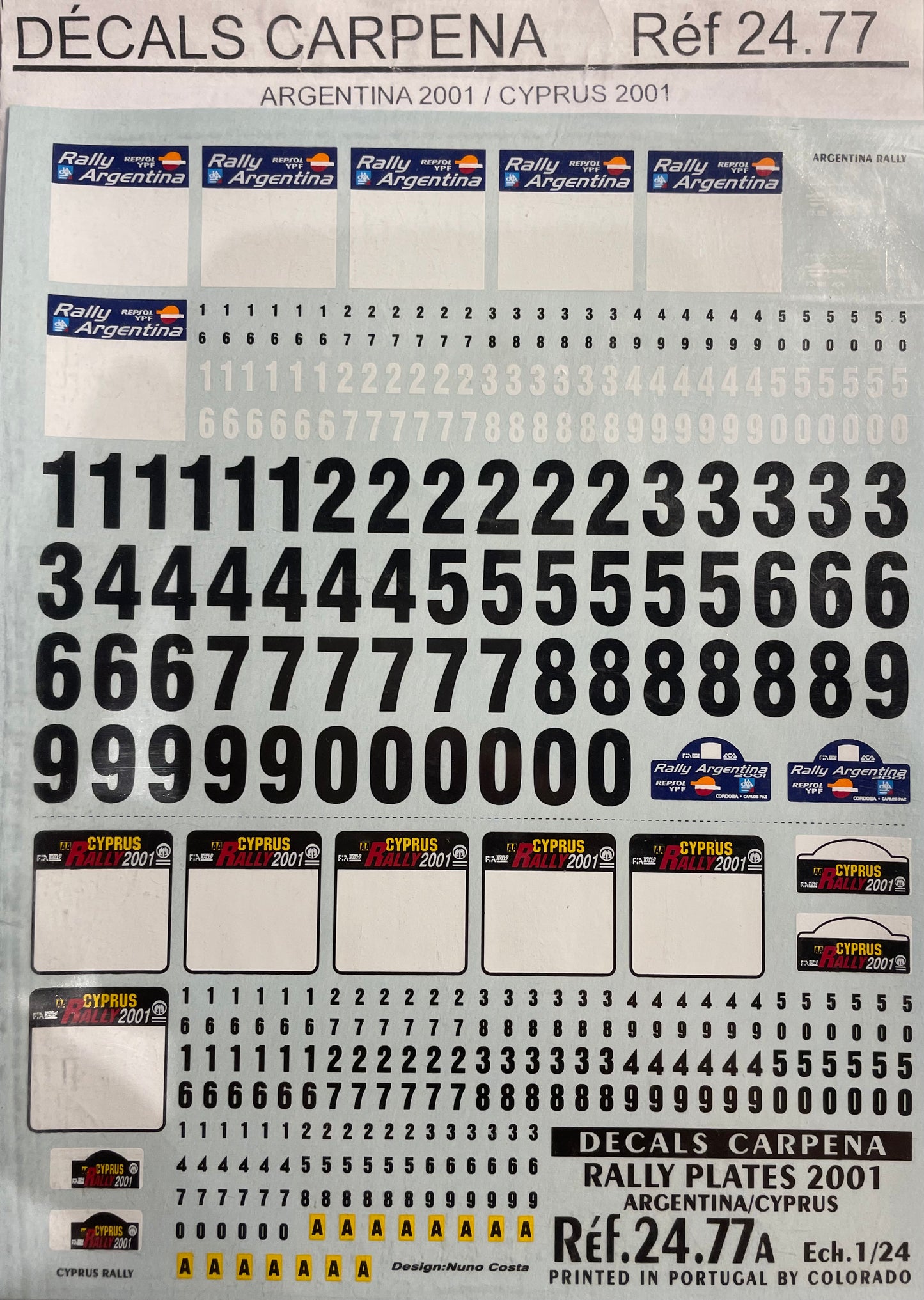 DECALS RALLY PLATES RALLY ARGENTINA / CYPRUS 2001