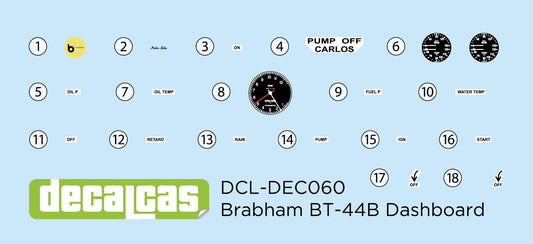 DECALS BRABHAM BT44B DASBOARD - 1/12 SCALE