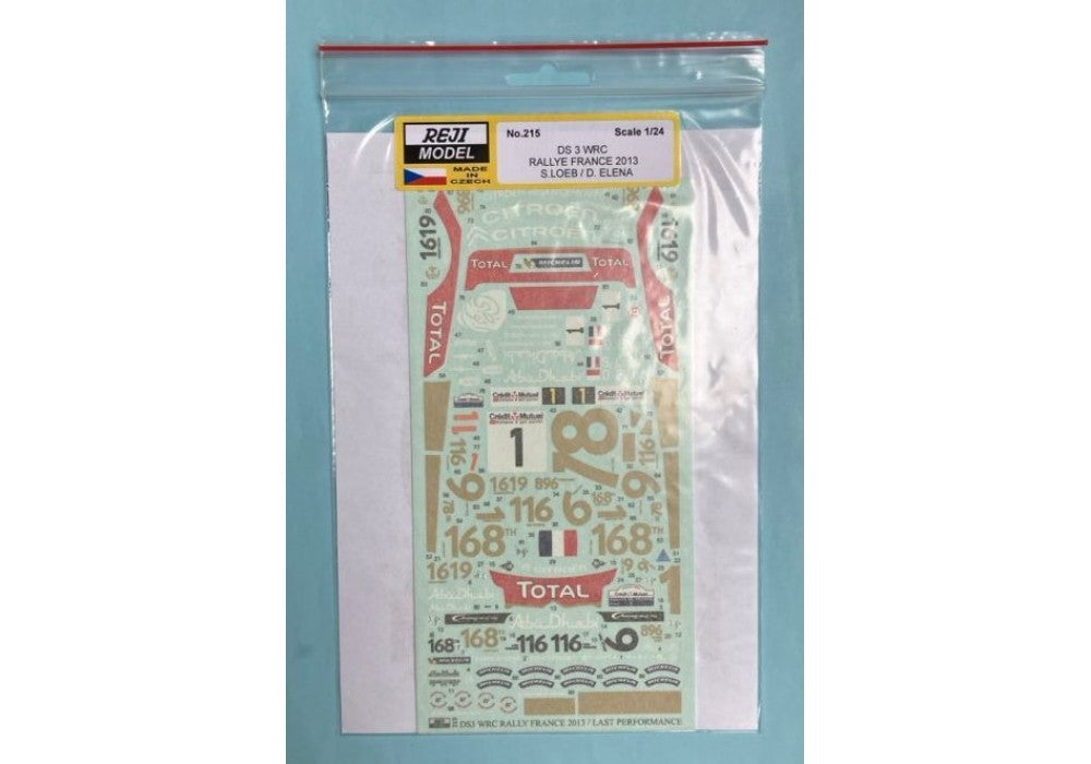 Decals Citroen DS3 WRC sponsored by Total - Alsace France Rally 2013