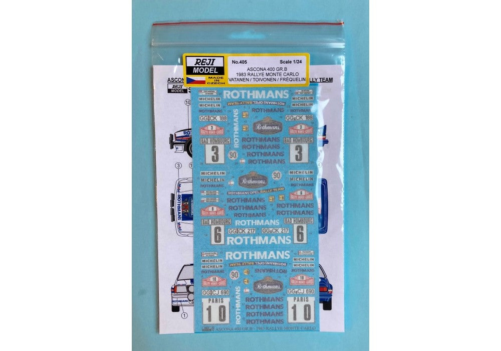 Radio Control Rally Car Decals Rothmans DECALS OPEL ASCONA 400 GR.4 - ROTHMANS - RALLY MONTE CARLO 83 – DModelkits