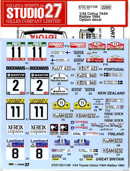 DECALS TOYOTA CELICA TA64