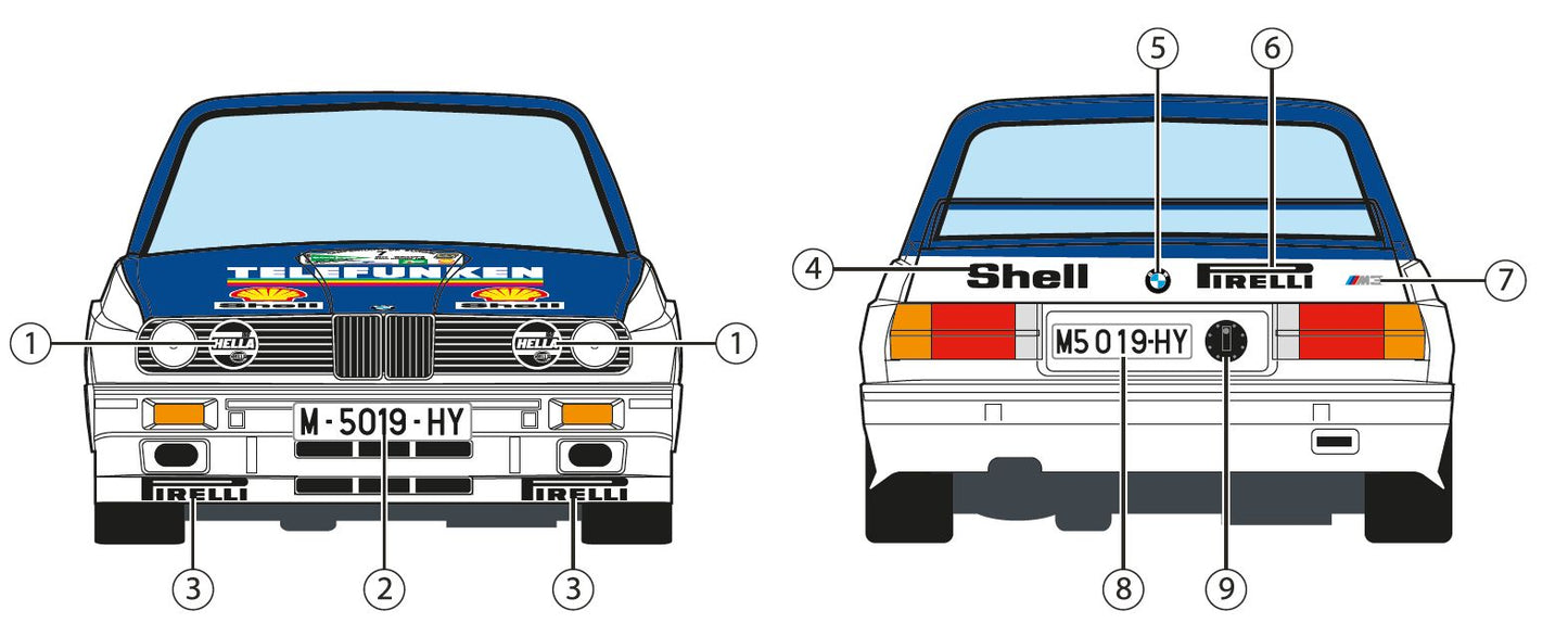 DECALS BMW M3 E30 TELEFUNKEN - EL CORTE INGLES RALLY ISLAS CANARIAS 1988