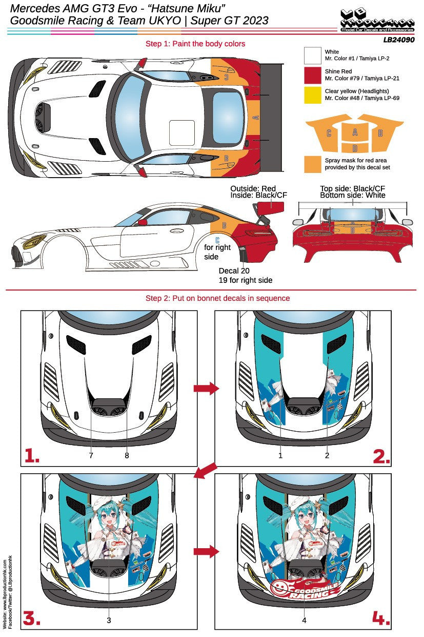 DECALS MERCEDES BENZ AMG EVO GT3 HATSUNE MIKU - GOODSMILE RACING TEAM - SUPER GT 2023