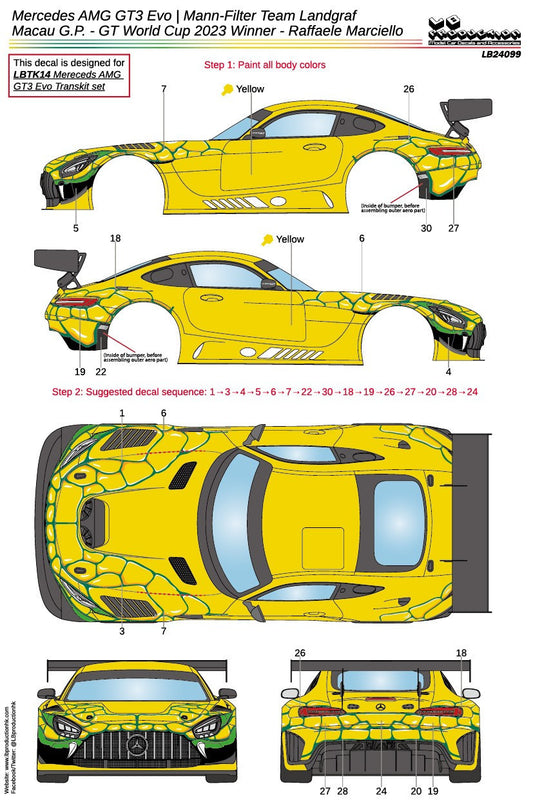 DECALS MERCEDES BENZ AMG EVO GT3 MANN-FILTER TEAM - MACAU 2023