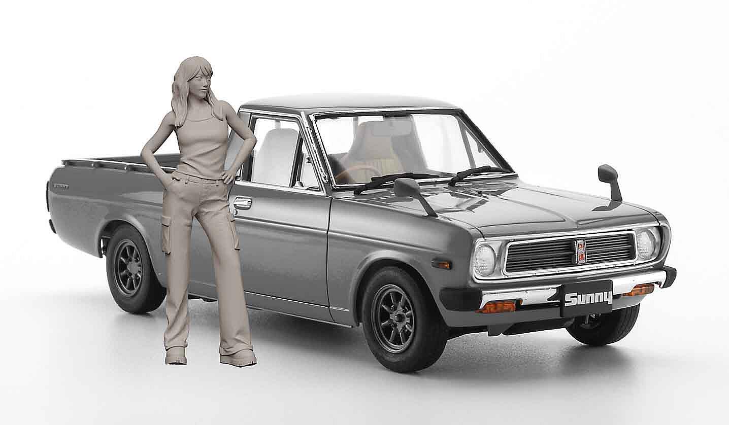 Nissan Sunny Truck Long Body W/ Female Figure – DModelkits Nissan Sunny Truck Long Body W/ Female Figure – DModelkits