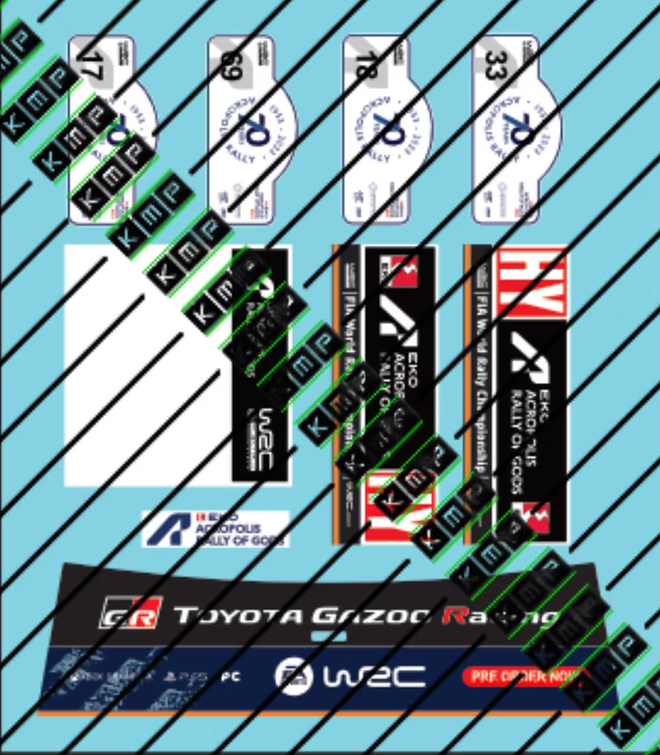 Decals Set Toyota Yaris Rally1 Hybrid 2023 Akropolis rally 1/24 - for BELKIT